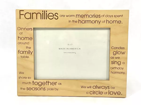1995 Lasercraft Wood Family Photo Frame 5x7 Circle of Love Décor
