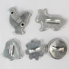 Set of 5 Handled Aluminum Metal Miscellaneous Cookie Cutters