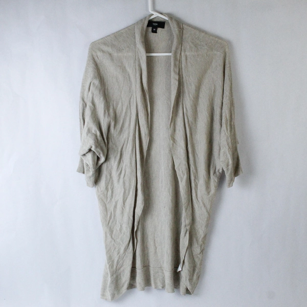 Mossimo Women's Open Front Cardigan Sweater Size Medium Beige 3/4 Sleeve