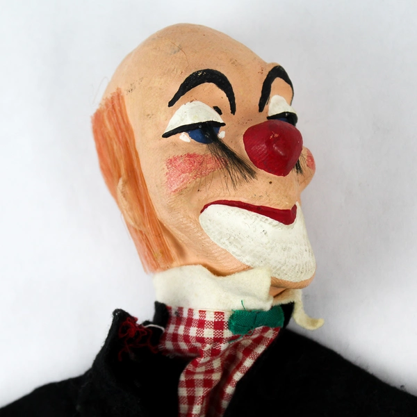 Vintage 1960s Kunstler ERI Hand Puppet Clown Hand Puppet Flawed