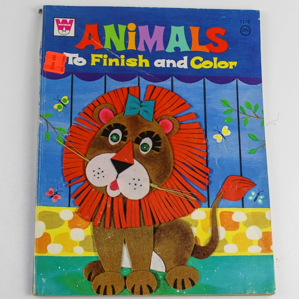 Animals To Finish And Color Coloring Book 1972 Whitman Paperback