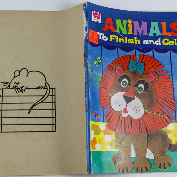 Animals To Finish And Color Coloring Book 1972 Whitman Paperback