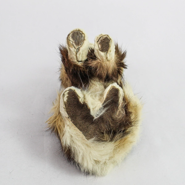 Unique Collectible Rabbit Fur Long Haired Cat Figurine 5" Tall