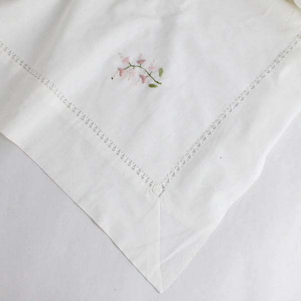 3 PC Set Hand-Stitched Embroidered Double Flat Sheet and Pillowcases