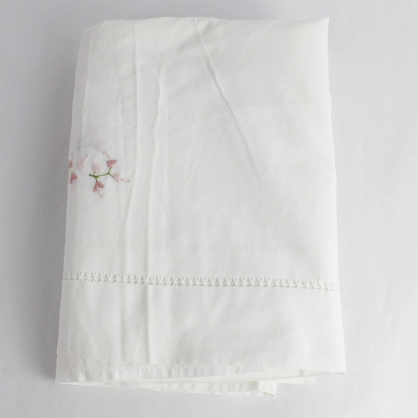 3 PC Set Hand-Stitched Embroidered Double Flat Sheet and Pillowcases