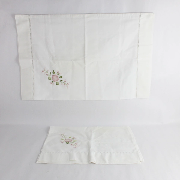 3 PC Set Hand-Stitched Embroidered Double Flat Sheet and Pillowcases