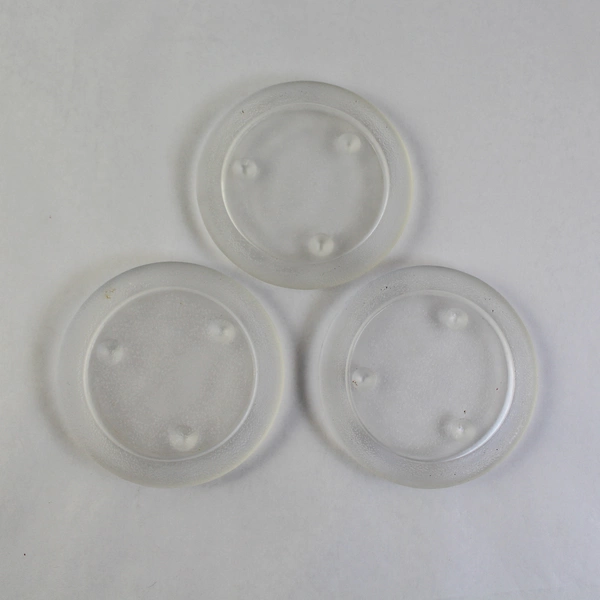 Set of 3 Frosted Glass Round Candle Holders 4" Diameter Home Decor