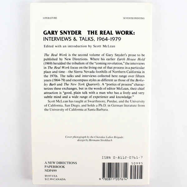 Real Work: 1964-79 Interviews & Talks by William Scott McLean & Gary Snyder 1980