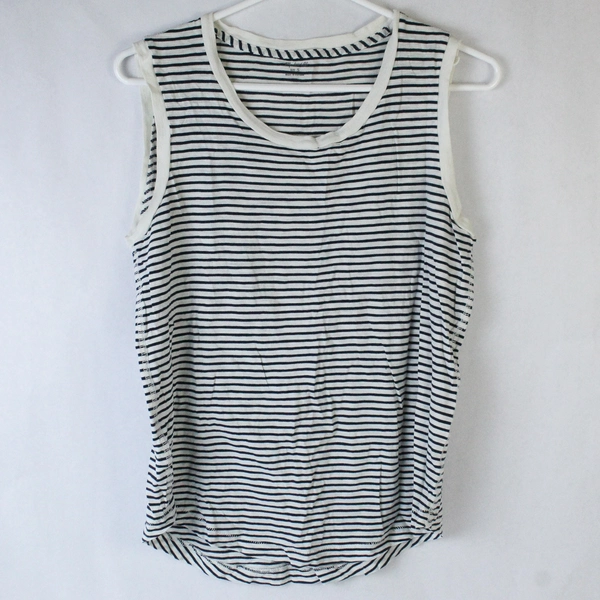 Madewell Sleeveless Top Shirt White Navy Striped Women's Size Small Tank Top