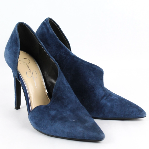 Jessica Simpson Women's Blue Faux Suede Pumps Stiletto Heel Pointed Toe Size 9.5