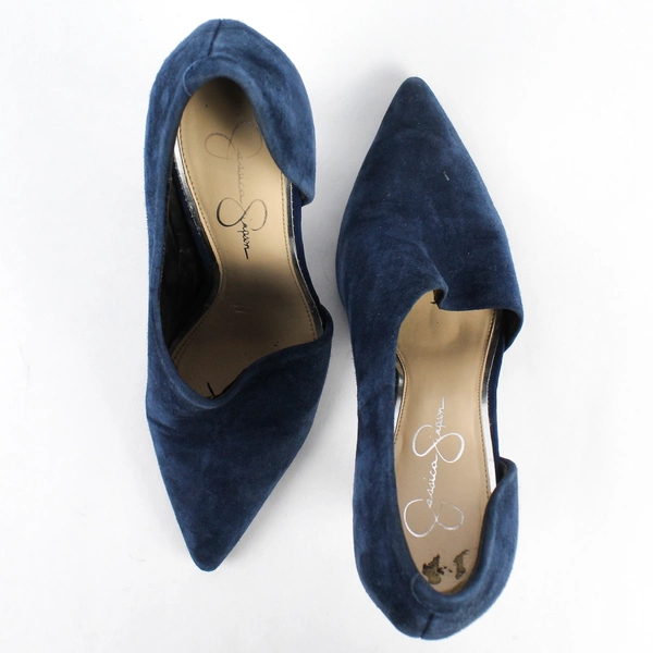 Jessica Simpson Women's Blue Faux Suede Pumps Stiletto Heel Pointed Toe Size 9.5