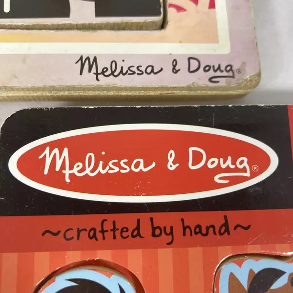 2 Melissa And Doug Hand Crafted Knob Wood Farm Animal Puzzles One Has Sound