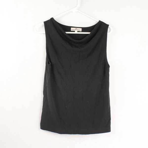 Donna Gray Women's Black Sleeveless Tunic Top Size M Good Pre-Owned Condition