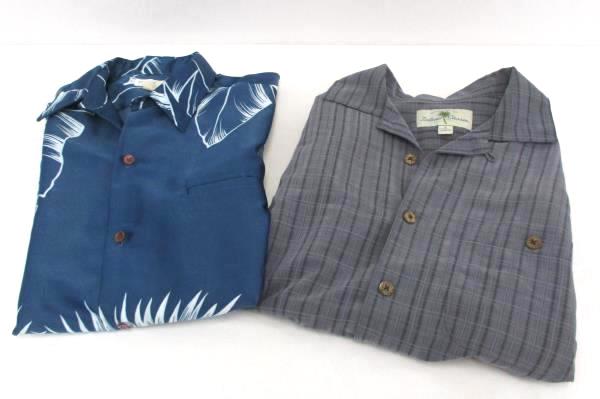 Lot of 2 Tori Richard Blue Hawaiian Island Shores Gray Plaid Button Down Men's S