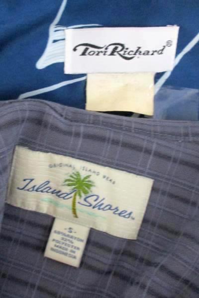 Lot of 2 Tori Richard Blue Hawaiian Island Shores Gray Plaid Button Down Men's S