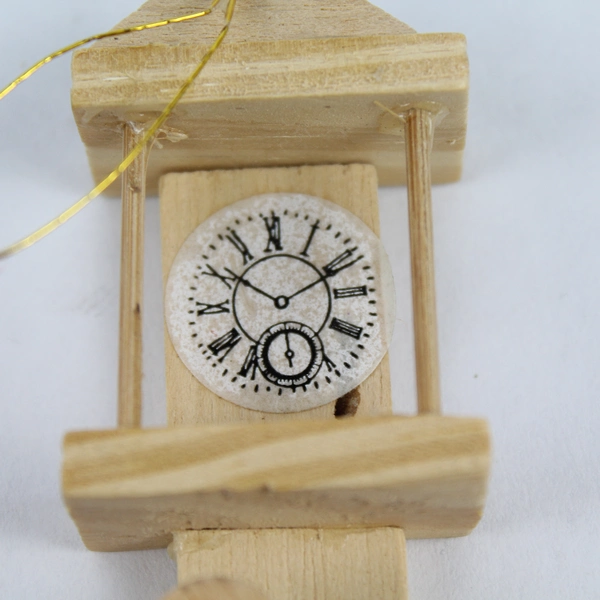 Vintage Wooden Grandfather Clock & Mouse Ornament for Christmas Tree Decor