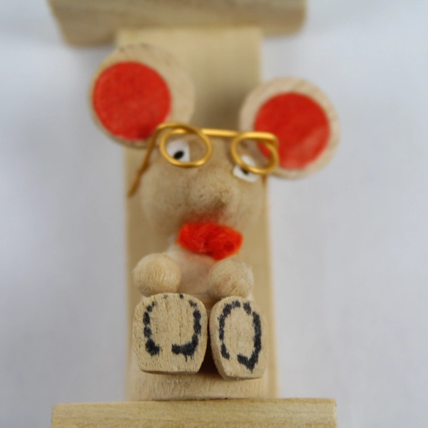 Vintage Wooden Grandfather Clock & Mouse Ornament for Christmas Tree Decor