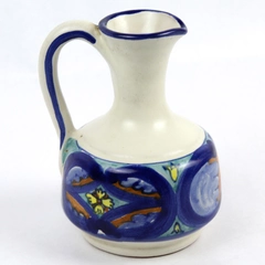 Vintage Hand-Painted Ceramic Vinegar Carafe Pitcher 5.5" Tall Missing Lid