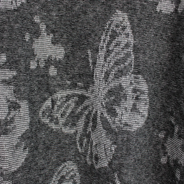 Weekends by Chico's Gray Butterfly and Floral Pattern Knit Top Women's Size 2
