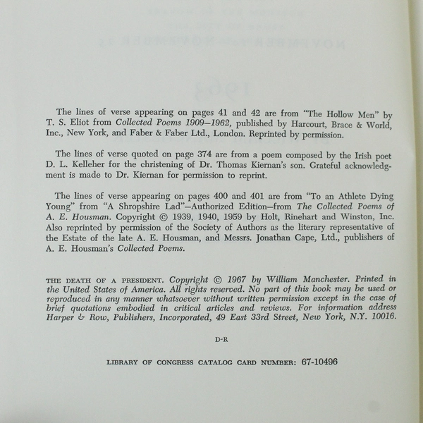 The Death Of A President November 1963 W. Manchester 1st Ed 1967 Harper & Row HC