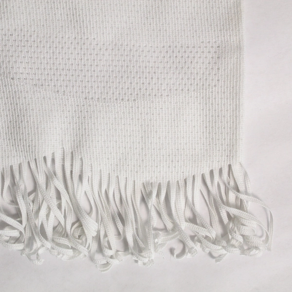 White Lace Palm Tree Poncho V Neck Fringe Hem Size Small Vintage Fashion