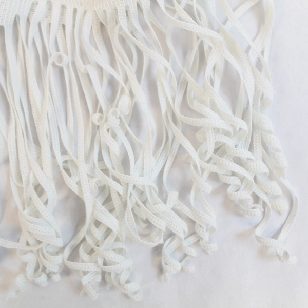 White Lace Palm Tree Poncho V Neck Fringe Hem Size Small Vintage Fashion