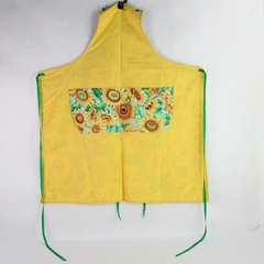Handmade Yellow White Green Sunflower Pattern Kitchen Apron One Size Pockets