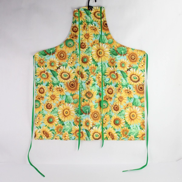 Handmade Yellow White Green Sunflower Pattern Kitchen Apron One Size Pockets