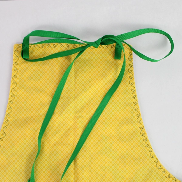 Handmade Yellow White Green Sunflower Pattern Kitchen Apron One Size Pockets