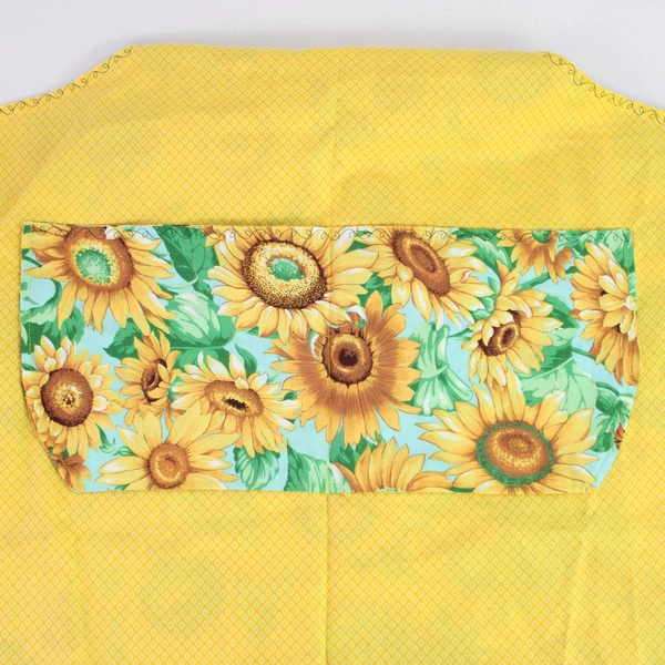 Handmade Yellow White Green Sunflower Pattern Kitchen Apron One Size Pockets