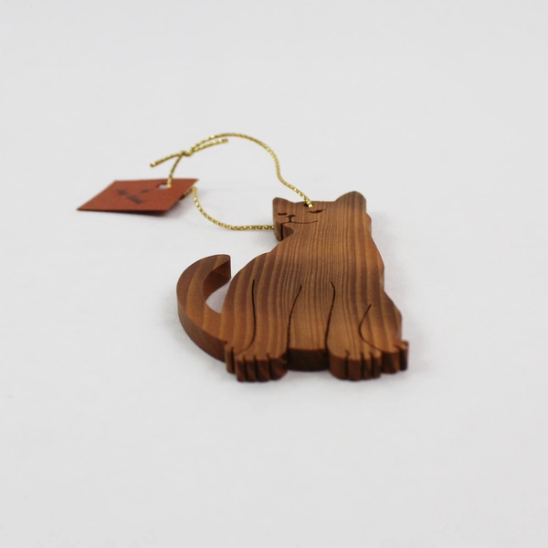 Handcrafted Wooden Cat Christmas Ornament Arty Woods California Redwoods