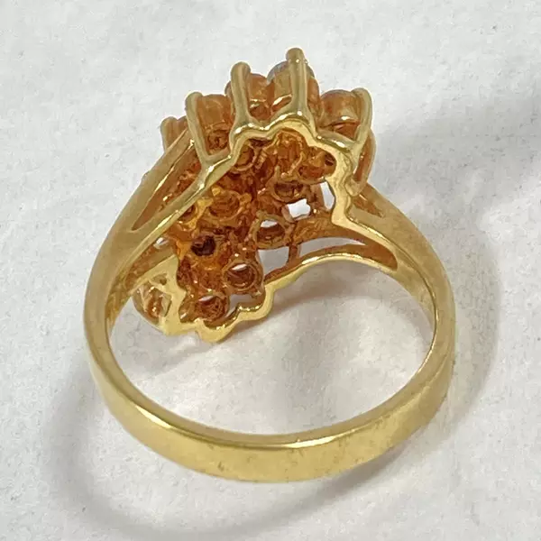 Size 9.5 Womens Gold Tone Cubic Zirconia Cluster Cocktail Ring
