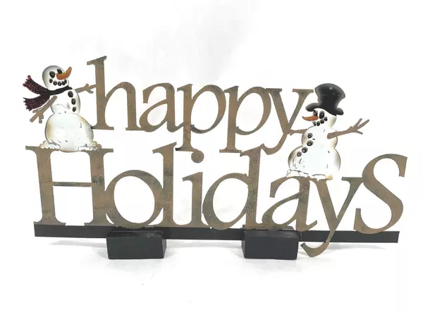 Happy Holidays Metal Snowman Plaque
