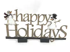 Happy Holidays Metal Snowman Plaque
