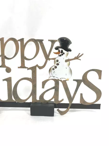 Happy Holidays Metal Snowman Plaque