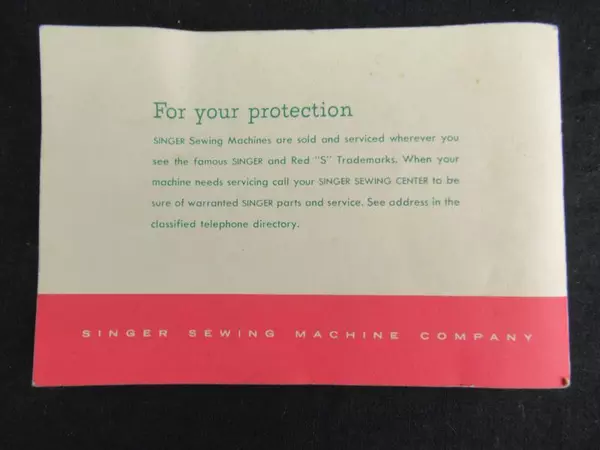 Vintage The Singer Company Sewing Machine Model 327 Manual K6601