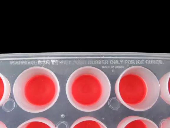 Lot of 2 Ice Cube Trays Silicone Base Orange Red Clear Plastic Unbranded Summer