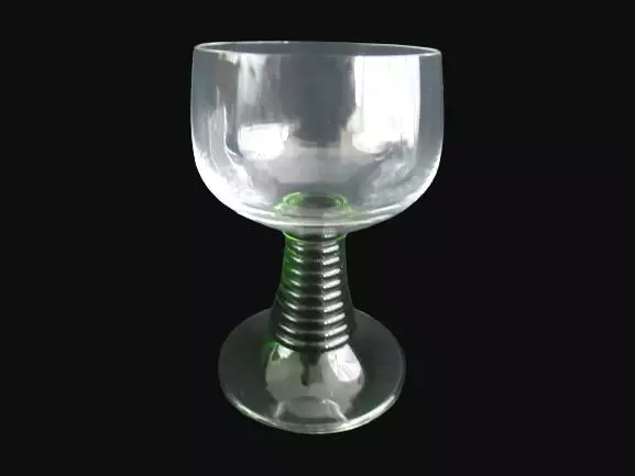 Lot of 3 Schott Zweisel Rewer Green Stemmed Crystal Wine Glasses Barware