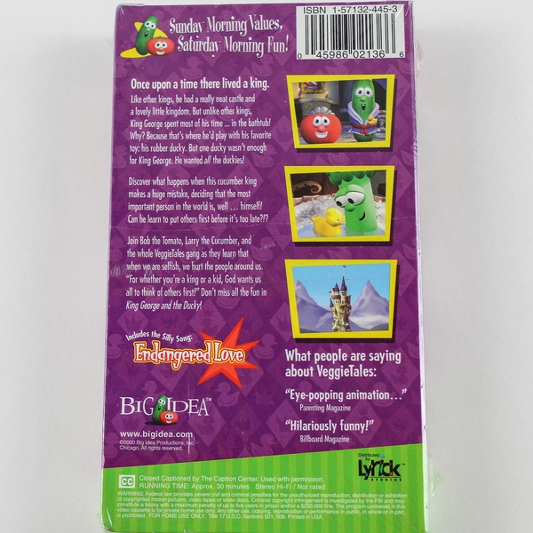 Veggie Tales King George and the Ducky VHS 2000 Lesson About Selfishness