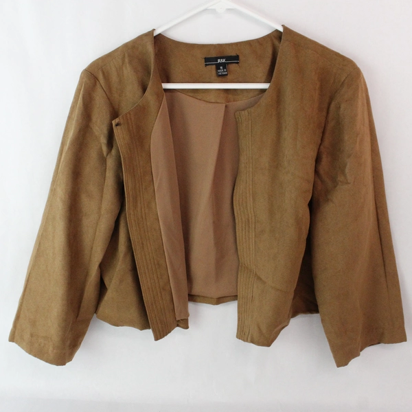 R&K Tan Open Front Half Sleeve Coat Women's Size 16