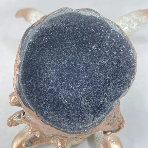 Ceramic Swimming Sea Turtle Figurine On a Bronze Coral Base