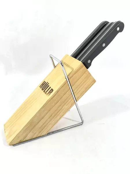 HULLR 3-Piece Knife Set with Storage Block Used Missing 2 Knives