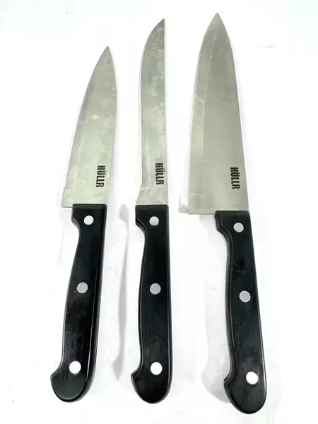 HULLR 3-Piece Knife Set with Storage Block Used Missing 2 Knives
