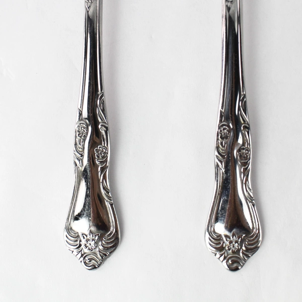 Lot of 2 Oneida Flatware Serving Spoons Stainless Steel Art Deco Floral Pattern