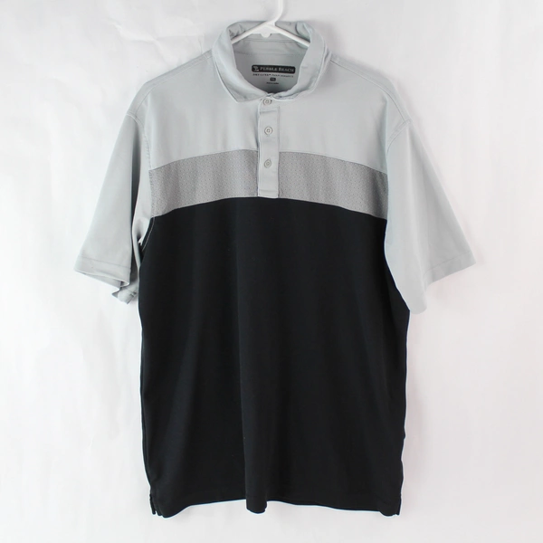 Pebble Beach Men's Dry-Luxe Performance Gray Color Block Short Sleeve Polo Sz XL