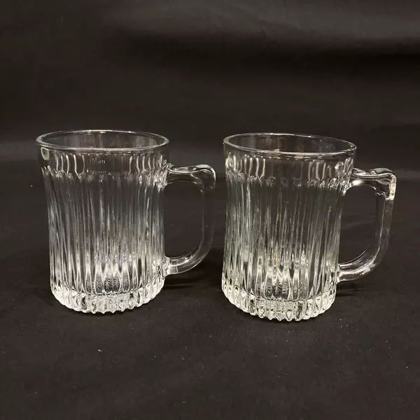 Set of 2 Gibson Royal Crest Mugs Clear Glass