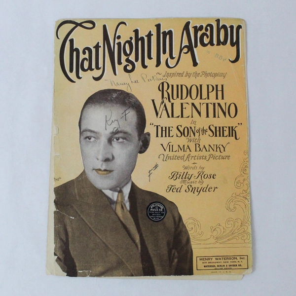 That Night In Araby Vintage Sheet Music 1926 Ted Snyder Rudolph Valentino