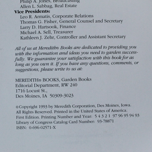 Perennials Gardener's Collection by Better Homes & Gardens 1993 Paperback