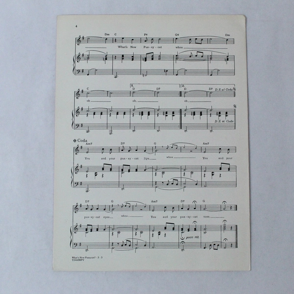 Vtg Sheet Music What’s New Pussycat From 1965 Movie Hal David Burt Bacharach