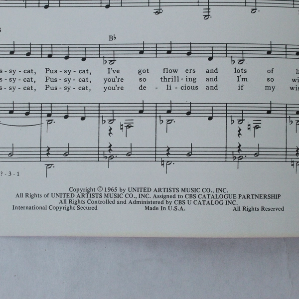 Vtg Sheet Music What’s New Pussycat From 1965 Movie Hal David Burt Bacharach